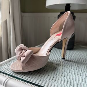 Caparros Soft Pink Peep-Toe Heels with Bow